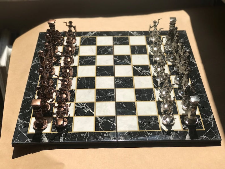 Luxury Chess Sets Roman Antique Chess Pieces Marble Wooden Chess Board Image 6