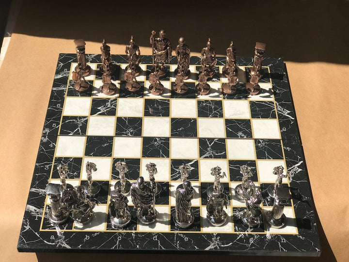 Luxury Chess Sets Roman Antique Chess Pieces Marble Wooden Chess Board Image 8