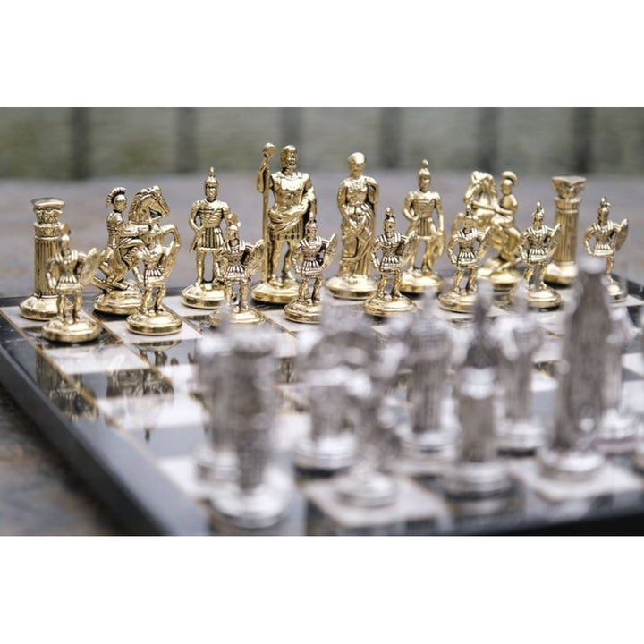 Luxury Chess Sets Roman Gladiator Chess Pieces Handmade Wooden Chess Board Image 1