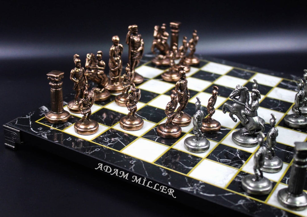 Luxury Chess Sets Roman Antique Chess Pieces Handmade Wood Chess Board Image 9