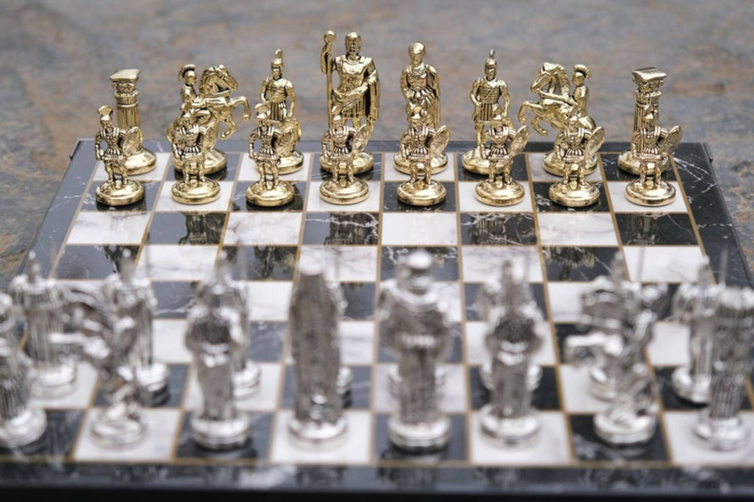 Luxury Chess Sets Roman Gladiator Chess Pieces Handmade Wooden Chess Board Image 4