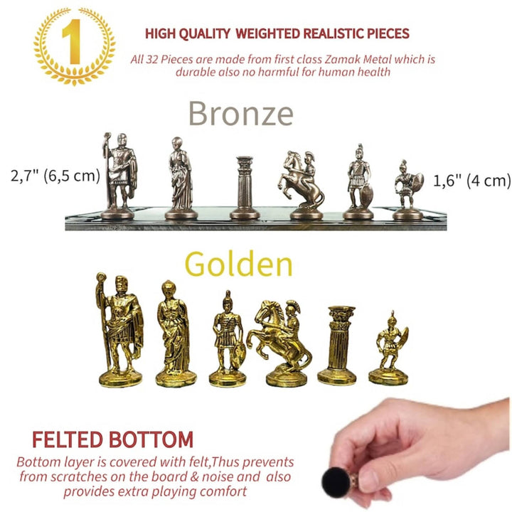 Luxury Chess Sets Roman Gladiator Chess Pieces Handmade Wooden Chess Board Image 7