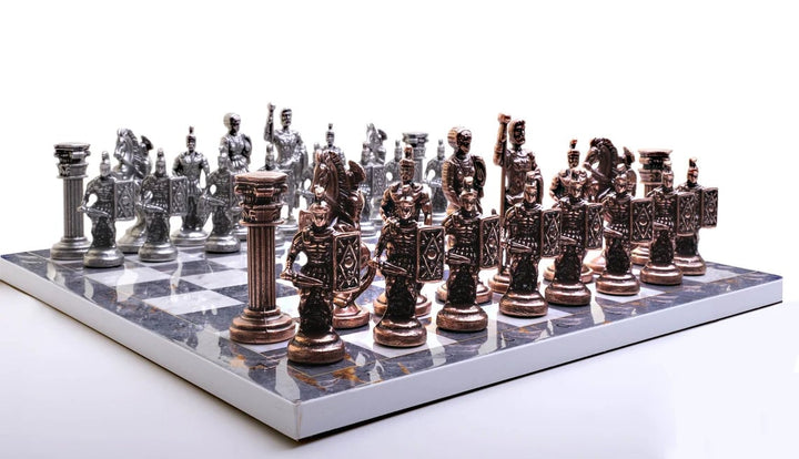 Luxury Chess Set Roman Antique Chessmen Marble Wooden Chess Board Image 4