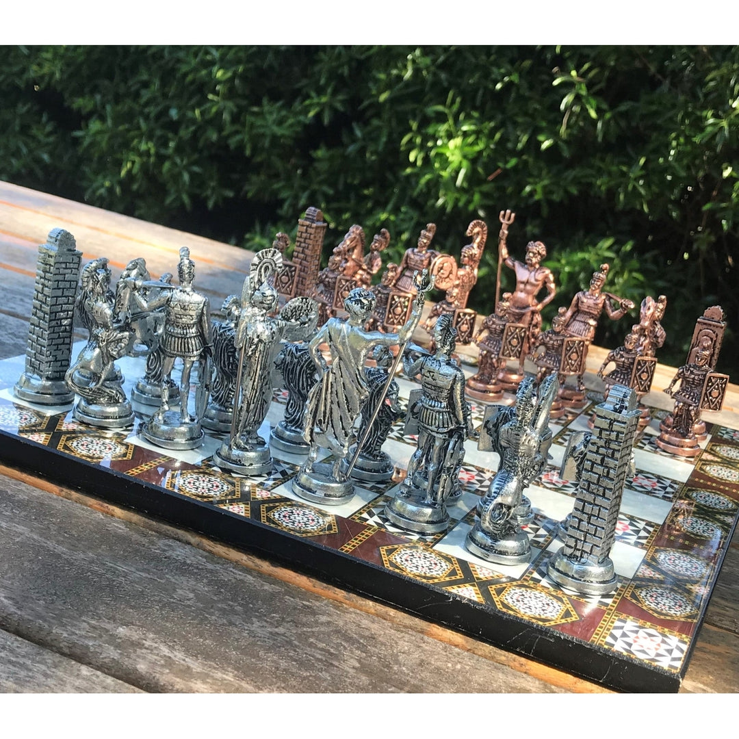 Luxury Chess Set Mythology Antique Chess Pieces Handmade Wood Chess Board Image 4