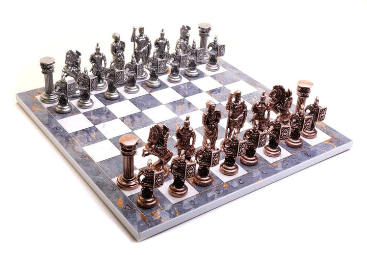 Luxury Chess Set Roman Antique Chessmen Marble Wooden Chess Board Image 9