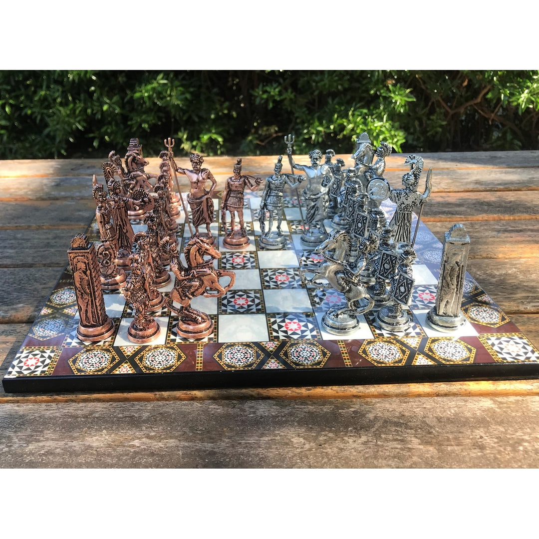 Luxury Chess Set Mythology Antique Chess Pieces Handmade Wood Chess Board Image 4