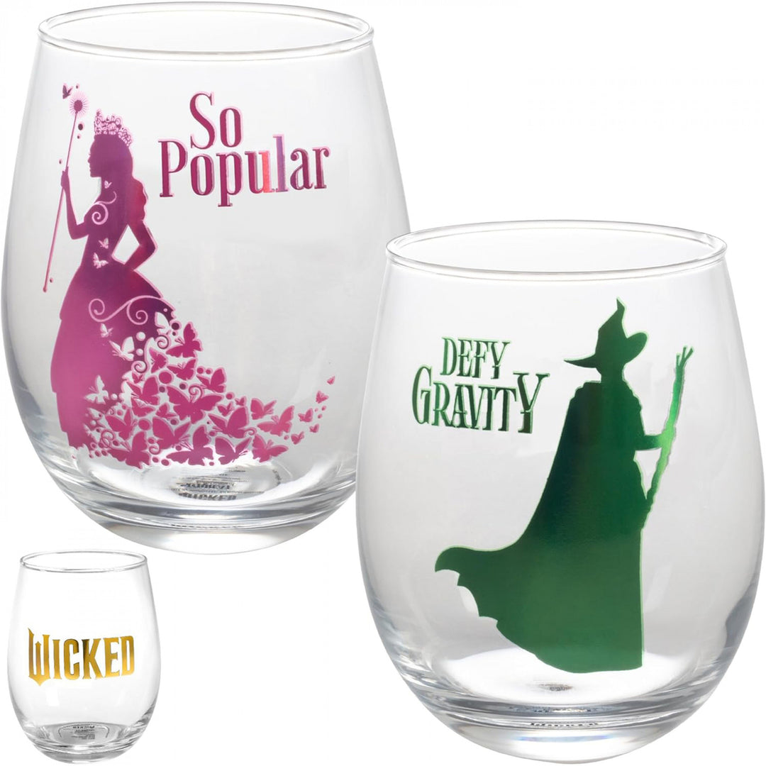 Wicked So Popular and Defy Gravity Stemless Wine Glasses 2-Pack Image 1