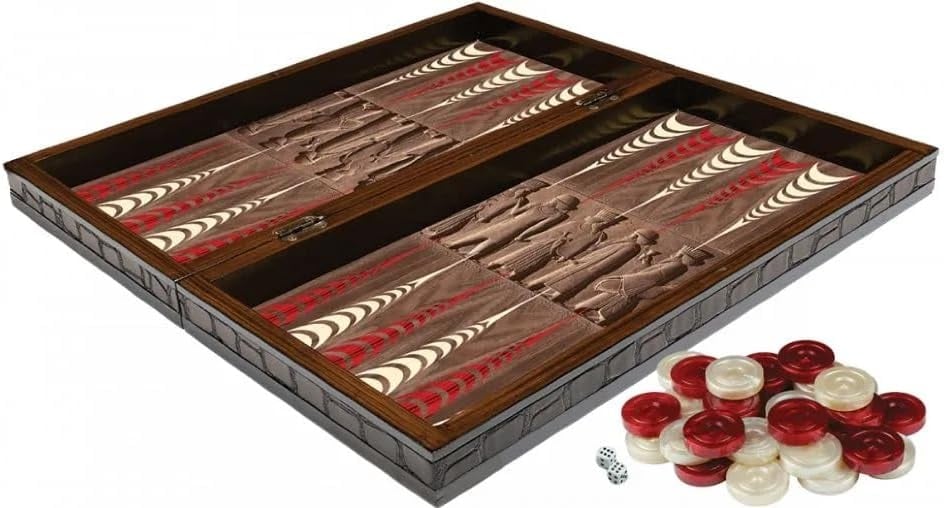 Antique Backgammon Set for Adults X Large Wooden Game Board Handmade 20"in Image 2