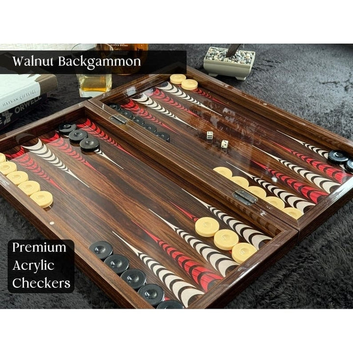 Backgammon Set for Adults X Large Wooden Game Board Handmade Game Sets 20"in Image 1