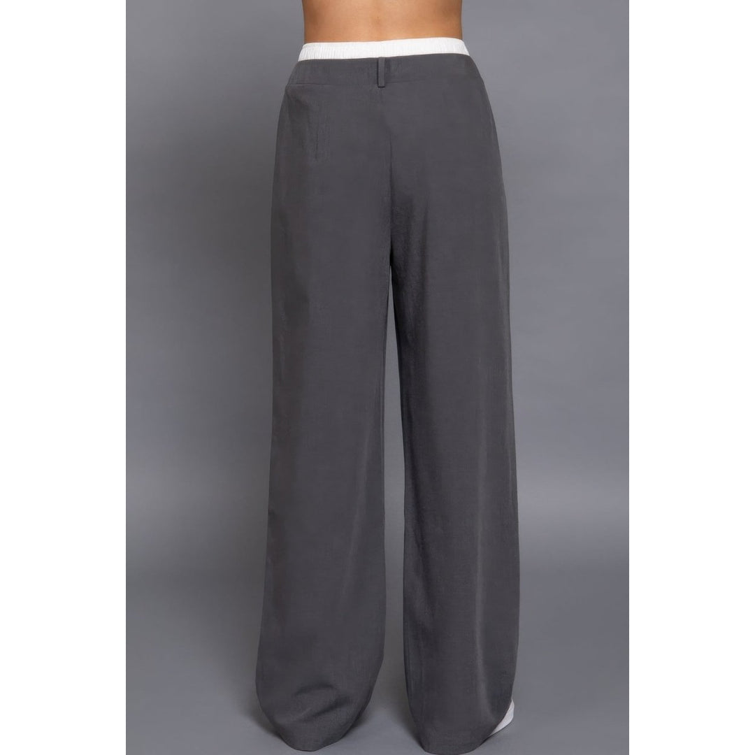 Contrast Waist Boxer Straight Long Pants Image 4