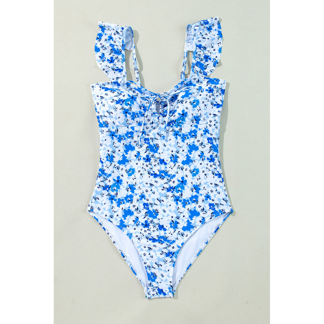 Mya Floral Ruffled Strap One Piece Swimsuit Image 7