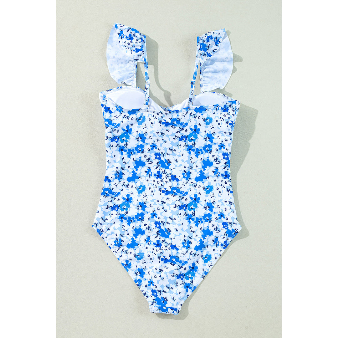 Mya Floral Ruffled Strap One Piece Swimsuit Image 8