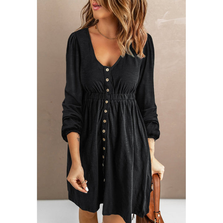 Julianna Button Up High Waist Long Sleeve Dress Image 1