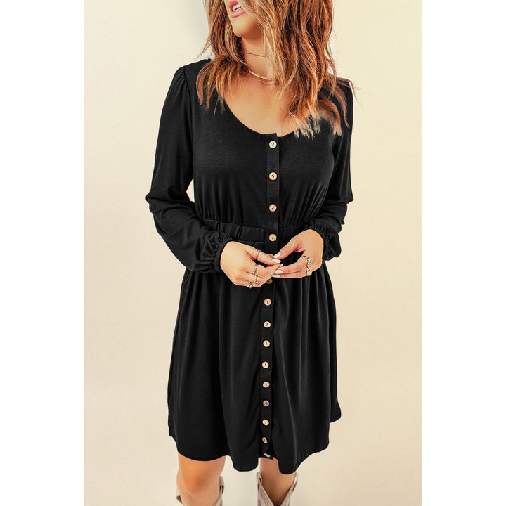 Julianna Button Up High Waist Long Sleeve Dress Image 4