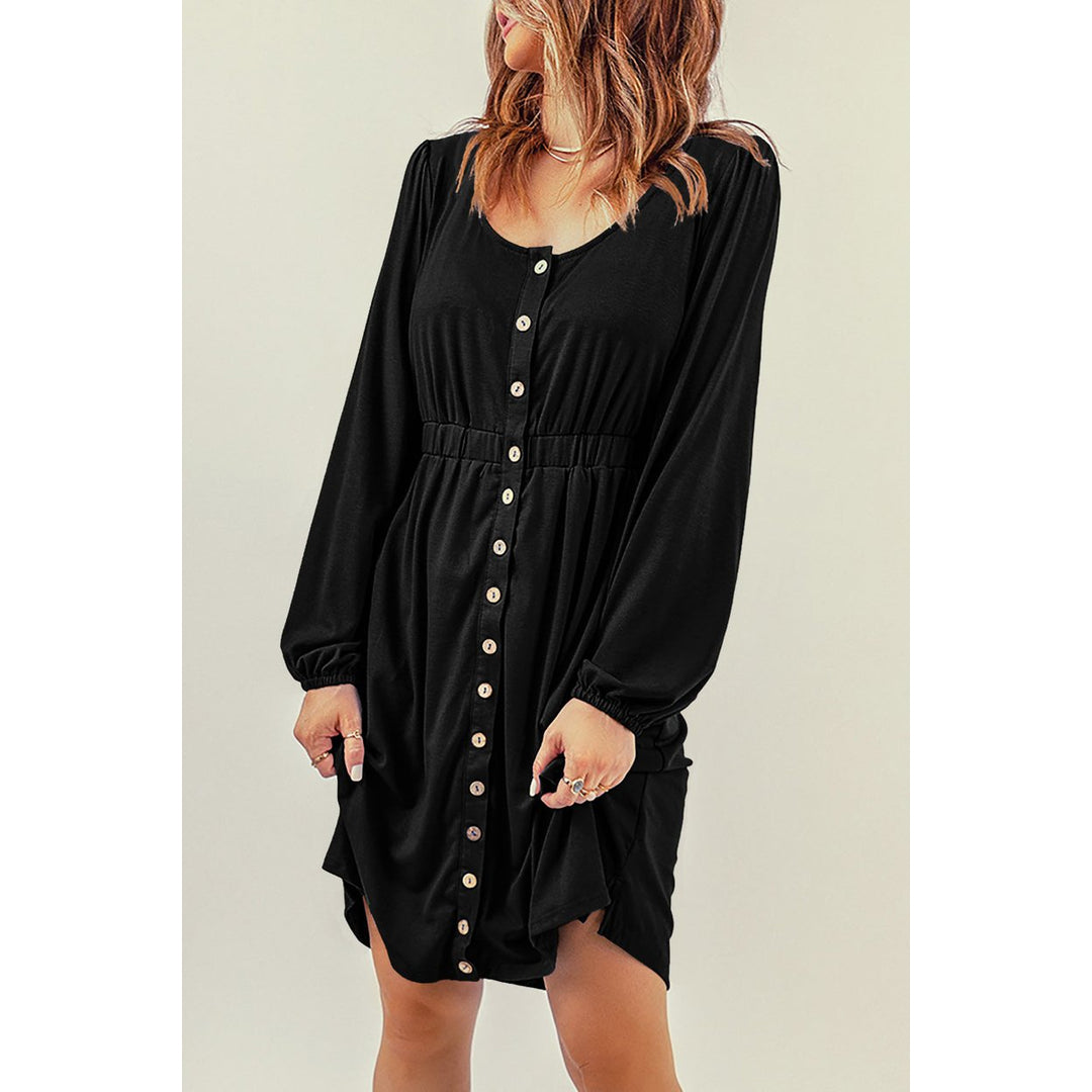 Julianna Button Up High Waist Long Sleeve Dress Image 6