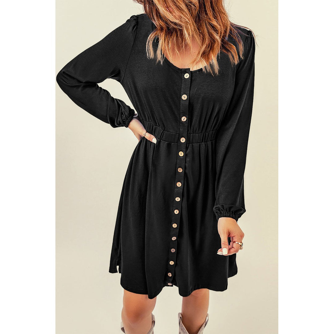 Julianna Button Up High Waist Long Sleeve Dress Image 7