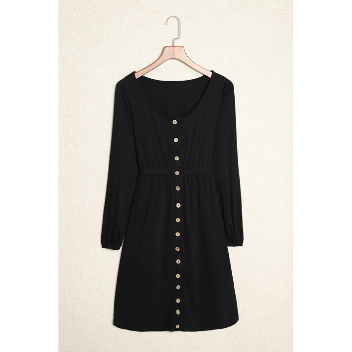 Julianna Button Up High Waist Long Sleeve Dress Image 8