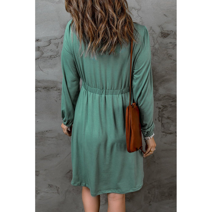 Julianna Button Up High Waist Long Sleeve Dress Image 10