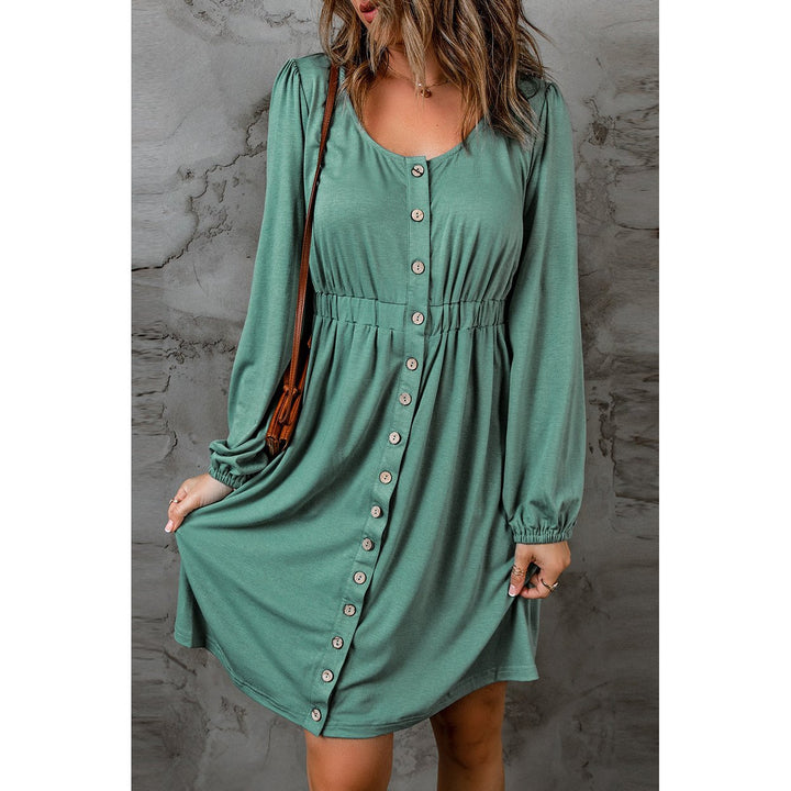 Julianna Button Up High Waist Long Sleeve Dress Image 11