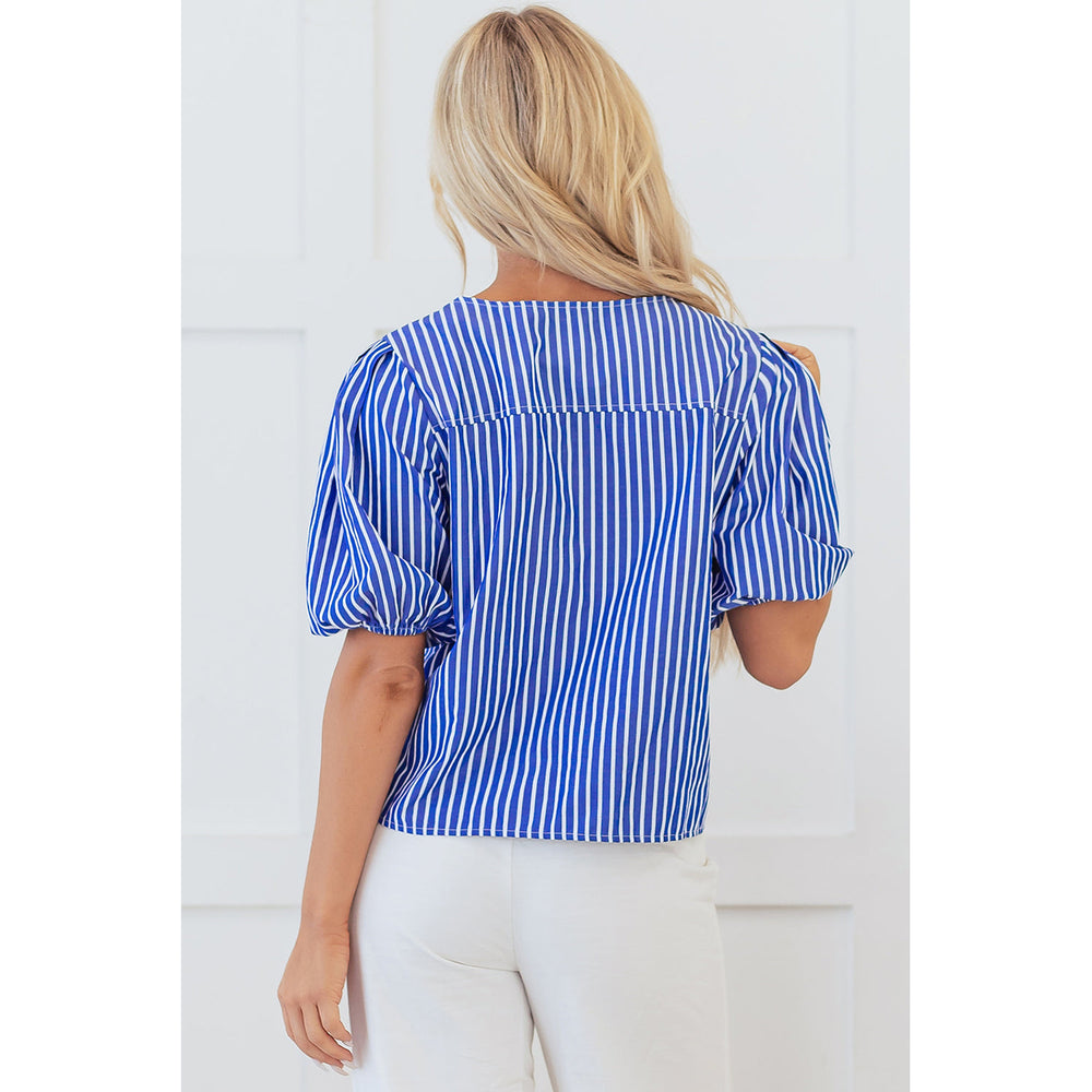 Dream Stripe Tied Front Blouse Image 2