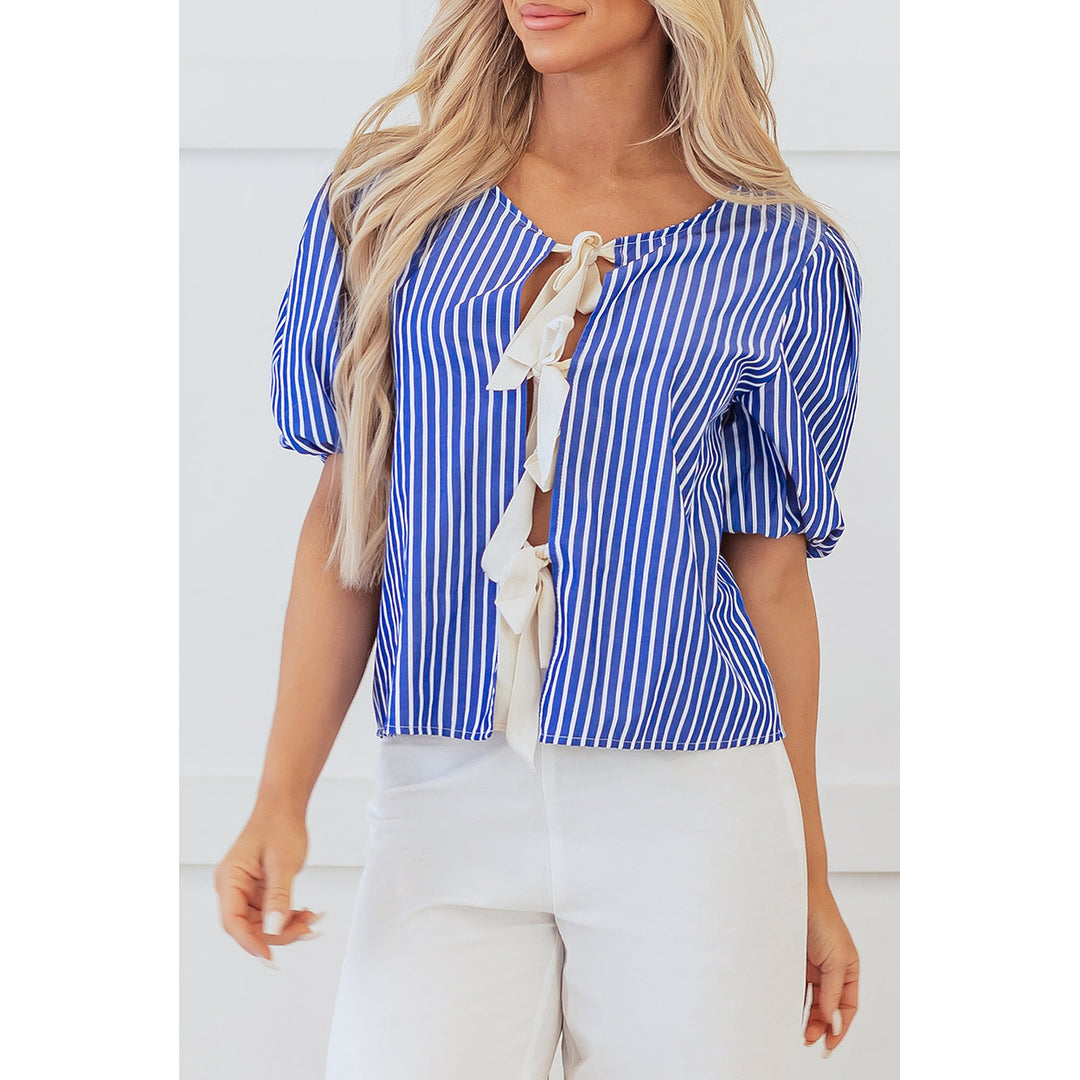 Dream Stripe Tied Front Blouse Image 8