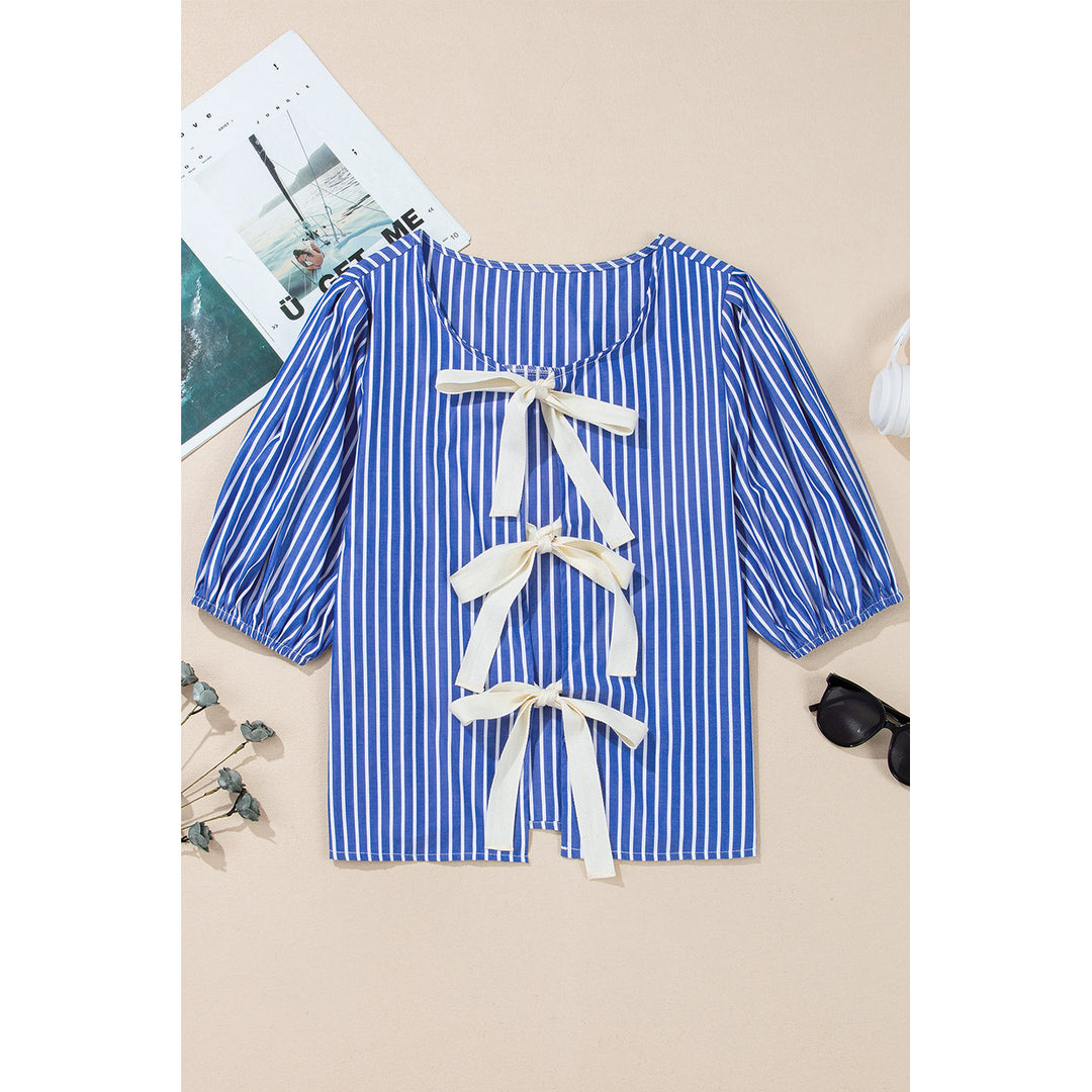 Dream Stripe Tied Front Blouse Image 9