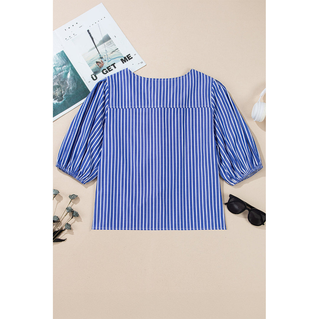 Dream Stripe Tied Front Blouse Image 10