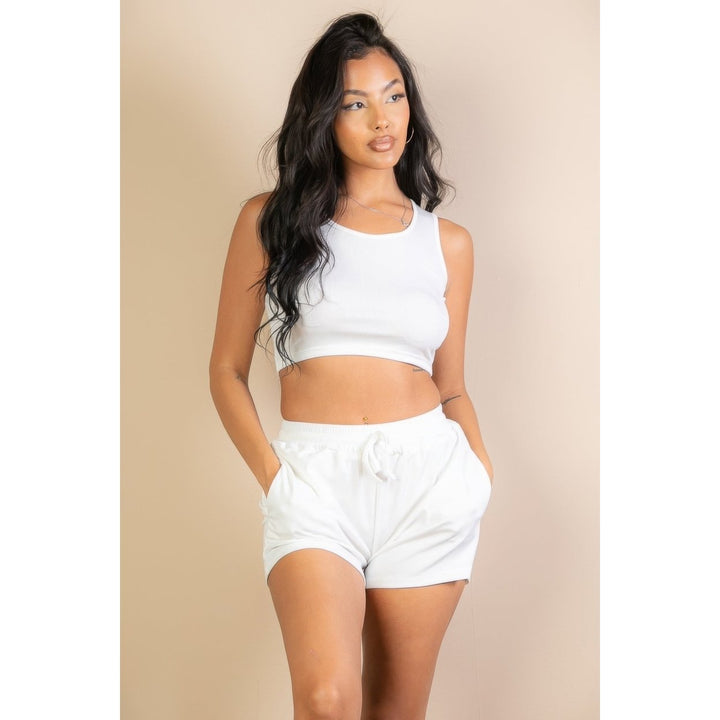 Ribbed Crop Tank Top and Shorts Set Image 7