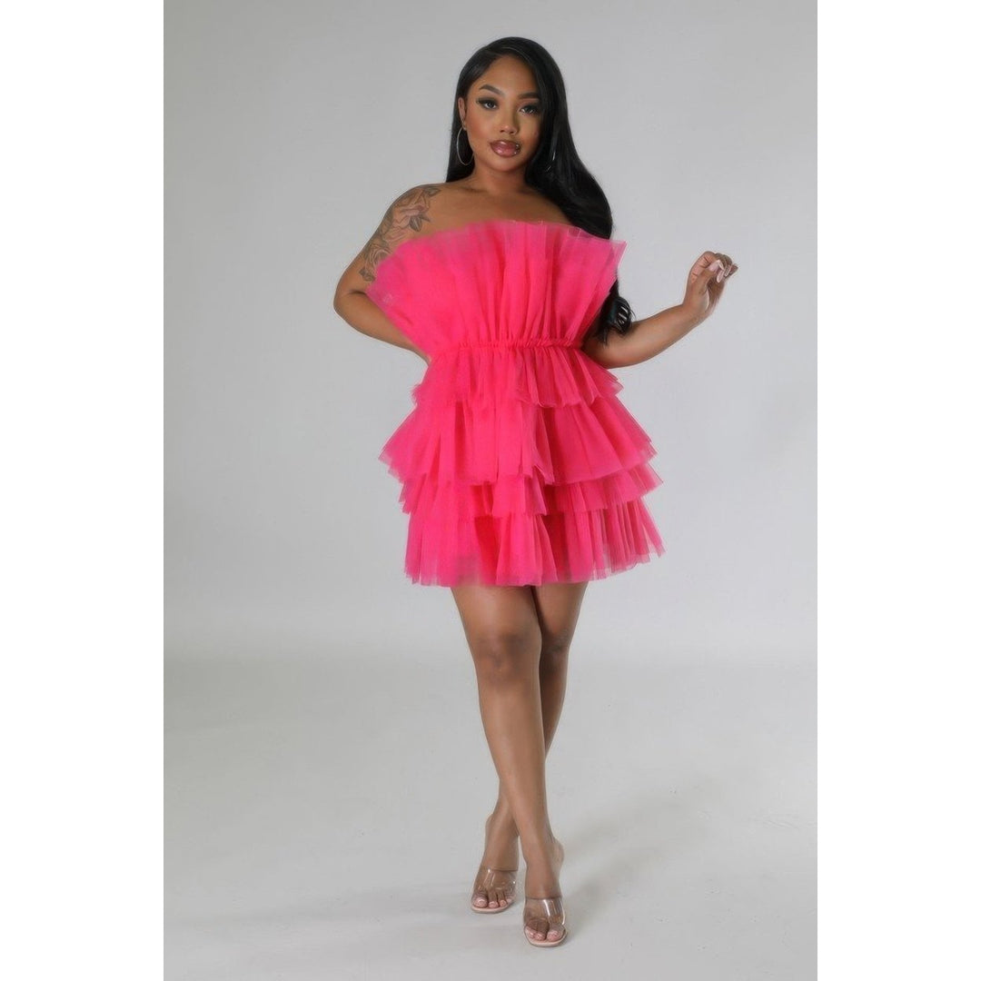 Strapless Ruffle Non-stretch Dress Image 1