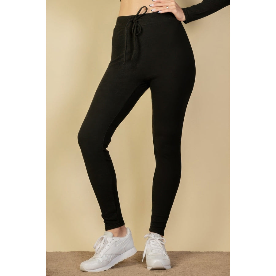 Tie-Front Ribbed Lounge Leggings Image 1