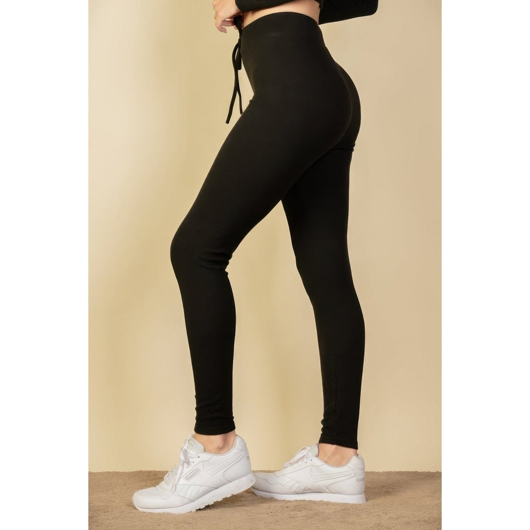 Tie-Front Ribbed Lounge Leggings Image 2