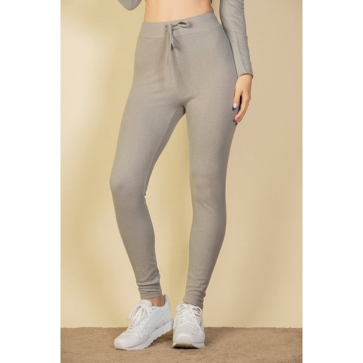 Tie-Front Ribbed Lounge Leggings Image 4