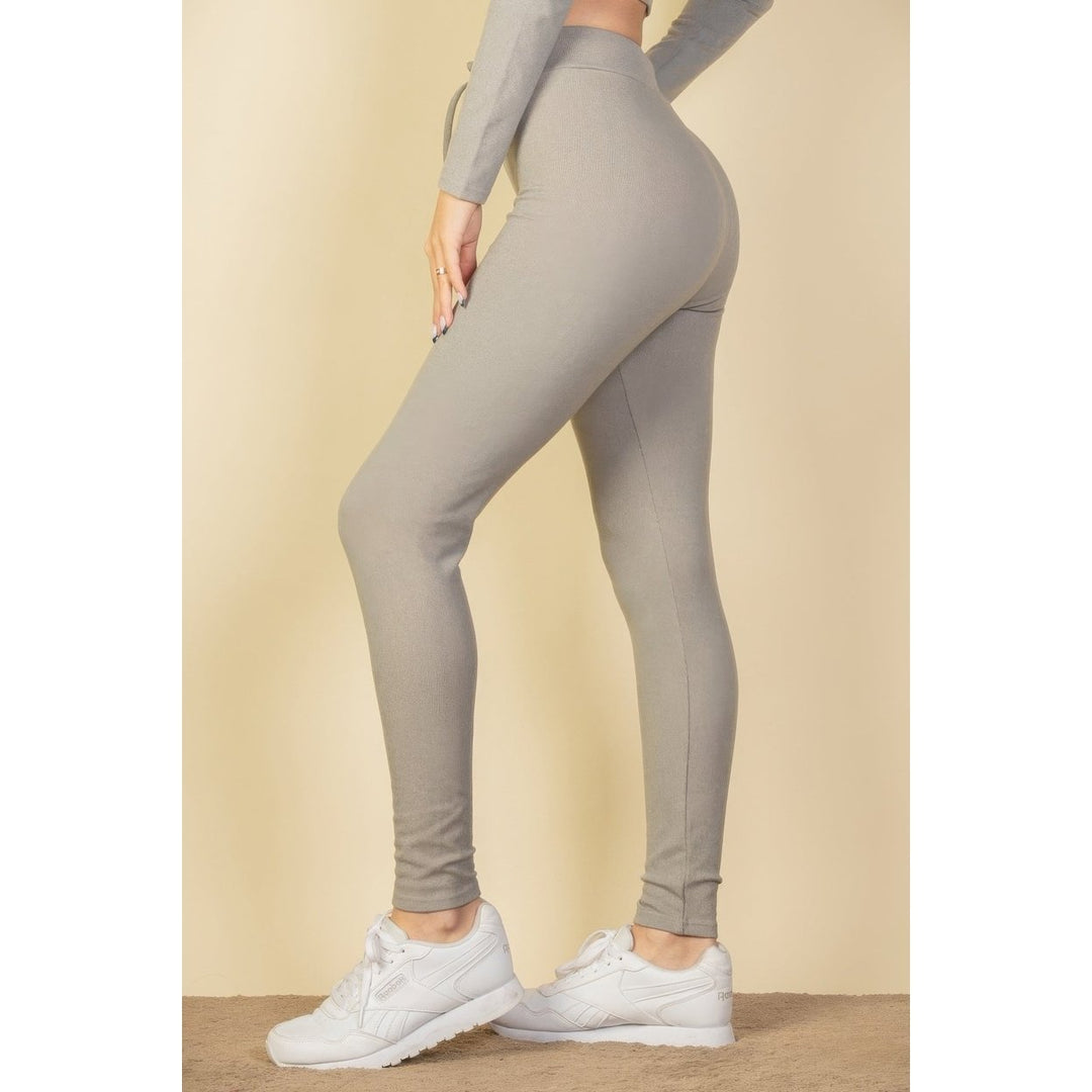 Tie-Front Ribbed Lounge Leggings Image 7