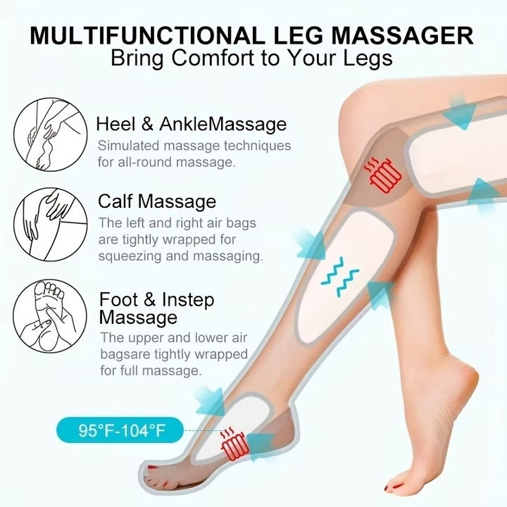 Leg Wrap Foot Massager Calf Air Massage Machine With Heated Air Enhanced Circulation Image 4