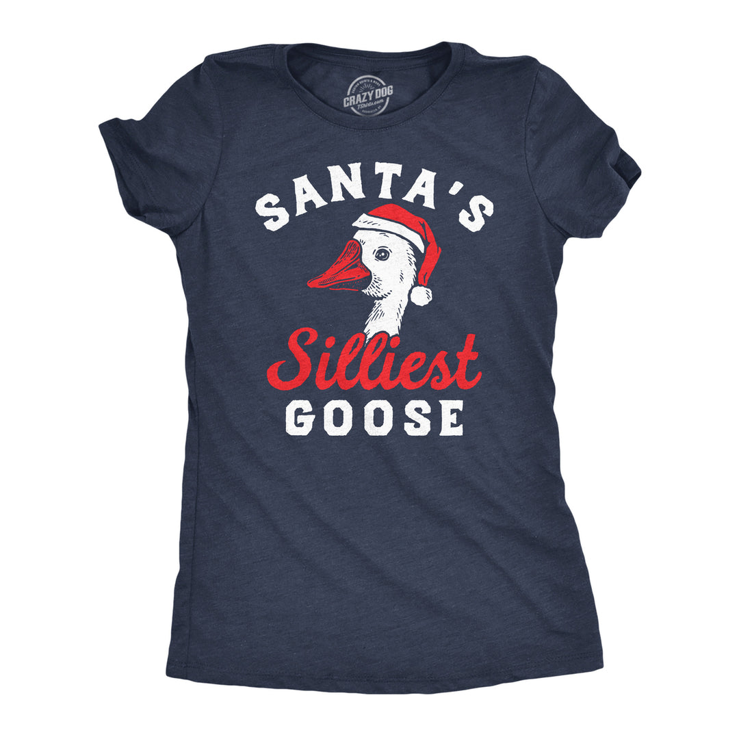 Womens Funny T Shirts Santas Silliest Goose Sarcastic Christmas Graphic Novelty Tee For Ladies Image 1