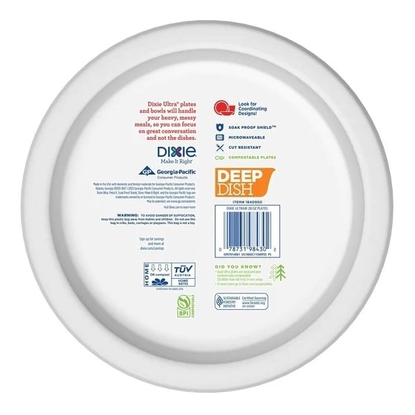 Dixie Deep Dish Paper Plate 28 Ounce (Pack of 115) Image 2