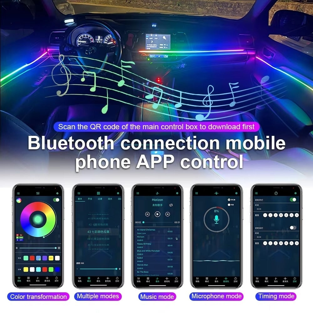 Car Ambient Lights RGB 213 Color LED Interior Symphony Remote Atmosphere Lamp Kit Image 4