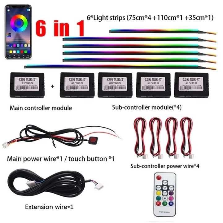 Car Ambient Lights RGB 213 Color LED Interior Symphony Remote Atmosphere Lamp Kit Image 7