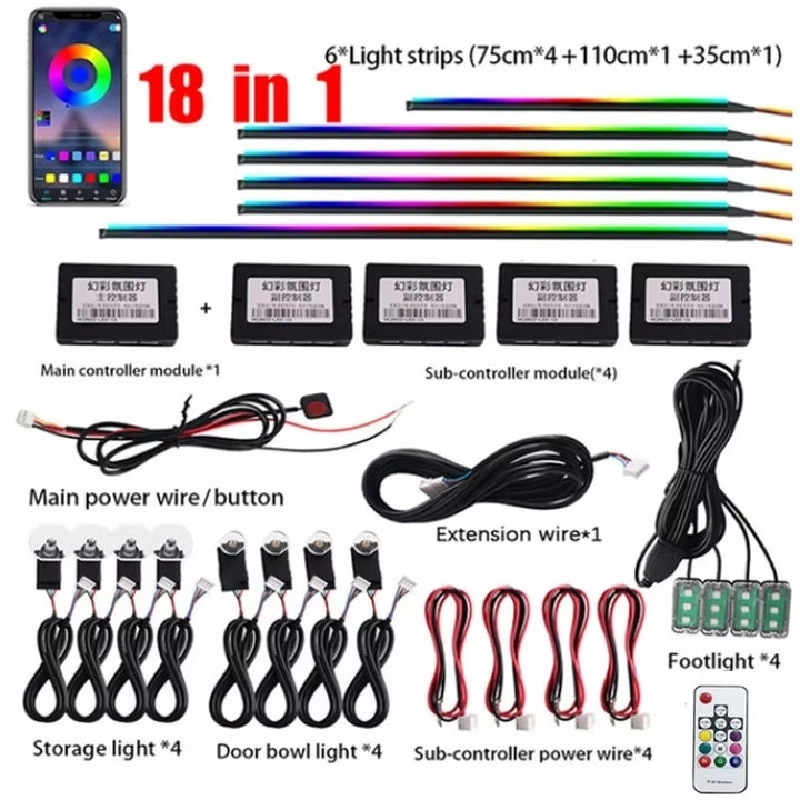 Car Ambient Lights RGB 213 Color LED Interior Symphony Remote Atmosphere Lamp Kit Image 10