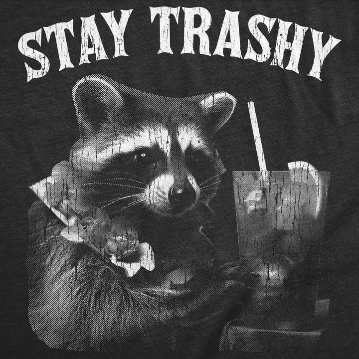 Mens Funny T Shirts Stay Trashy Sarcastic Raccoon Graphic Novelty Partying Tee For Men Image 2