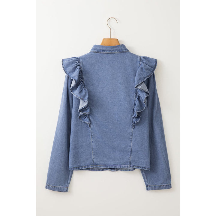 Trinity Denim Ruffled Casual Top Image 10