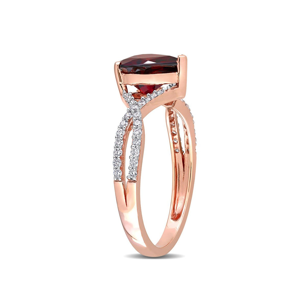 1.95 Carat (ctw) Garnet Heart Promise Ring in 14K Rose Pink Gold with Diamonds Image 2