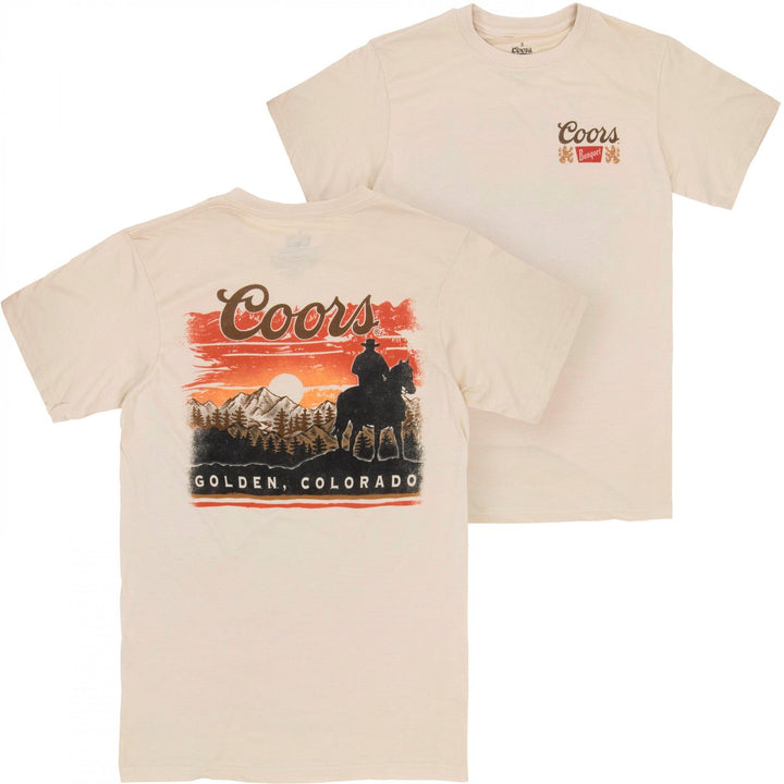 Coors Sunset in Golden Colorado Front and Back Print T-Shirt Image 1