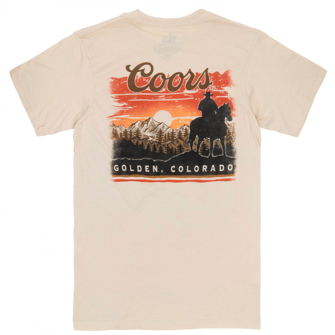 Coors Sunset in Golden Colorado Front and Back Print T-Shirt Image 3