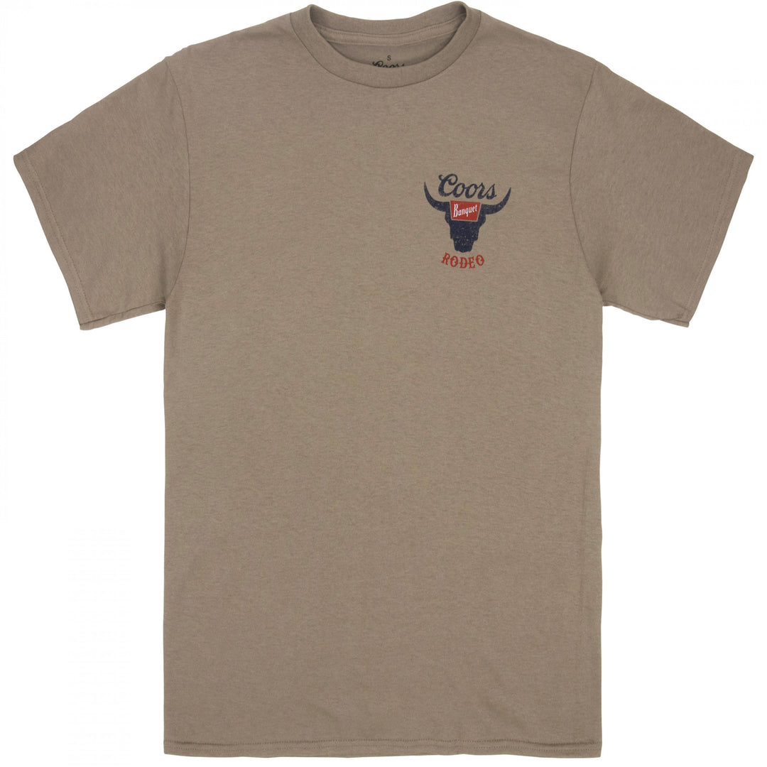 Coors Banquet Rodeo Logo Distressed Front and Back Tan T-Shirt Image 2