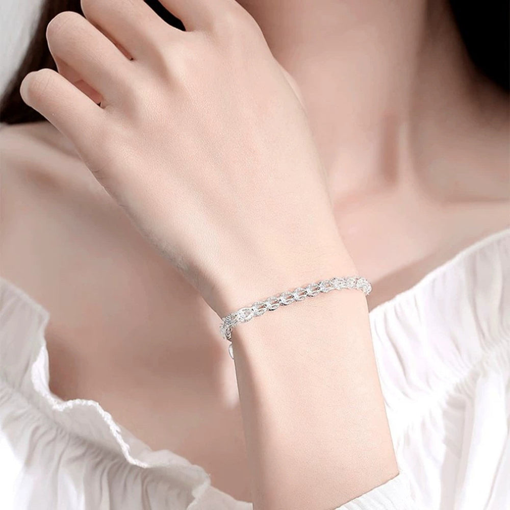 Women Bracelet Hollow Out Adjustable Length Retro Style Silver Plated Anti-rust Prom Daily Dating Wrist Chain Lady Image 2