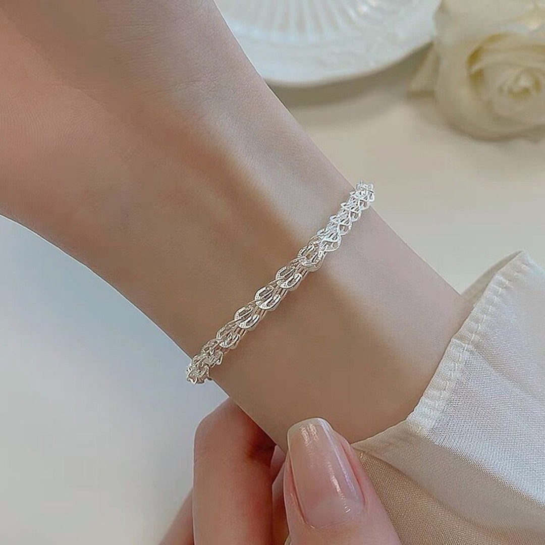 Women Bracelet Hollow Out Adjustable Length Retro Style Silver Plated Anti-rust Prom Daily Dating Wrist Chain Lady Image 3