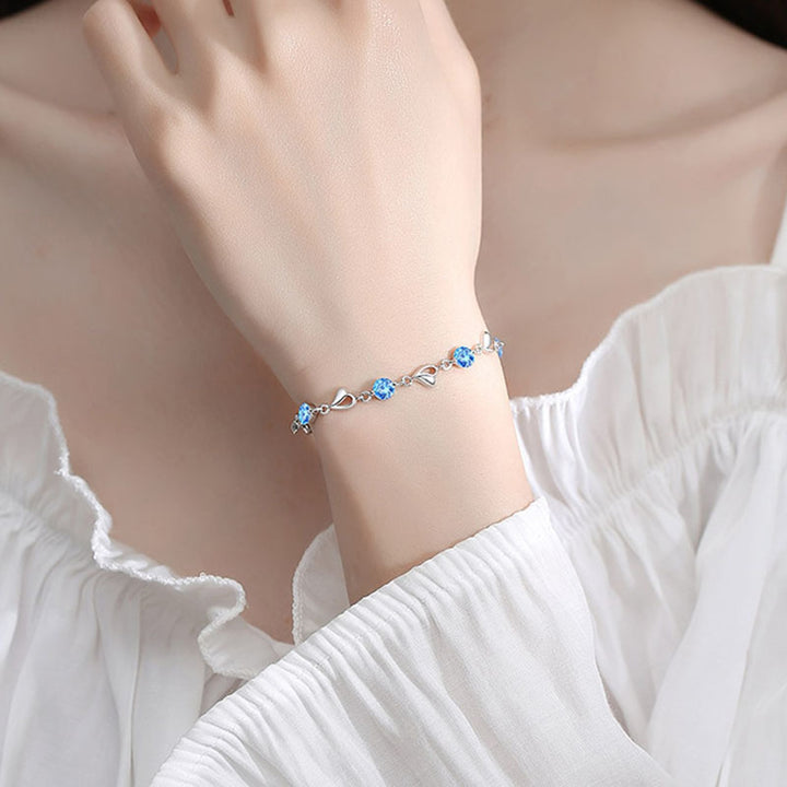 Women Fashion Bracelet Heart Rhinestone Charm Chain Bracelet Zinc Alloy Bracelet Wrist Jewelry for Valentines Day Image 6