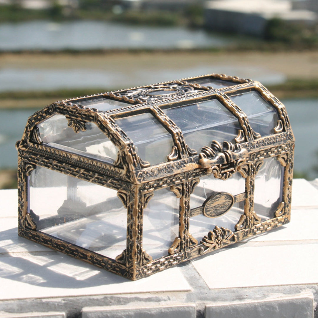 Retro Storage Box Jewelry Cosmetics Organizer Sturdy Structure Transparent Design Solid Jewelry Box Organizer Case Image 3