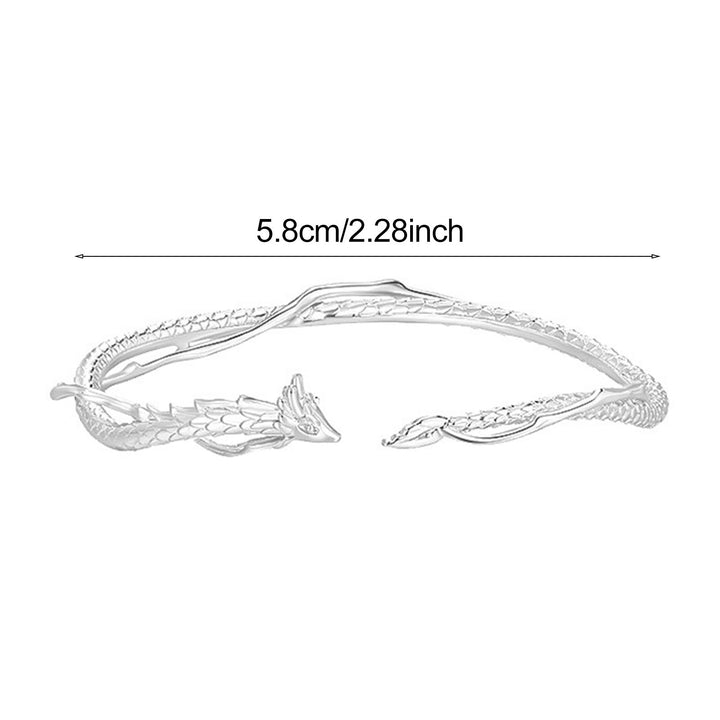 Women Bangle Dragon Shape Retro Chinese Style Polished Copper Double-layered Entangled Wrist Bracelet Casual Formal Wear Image 6